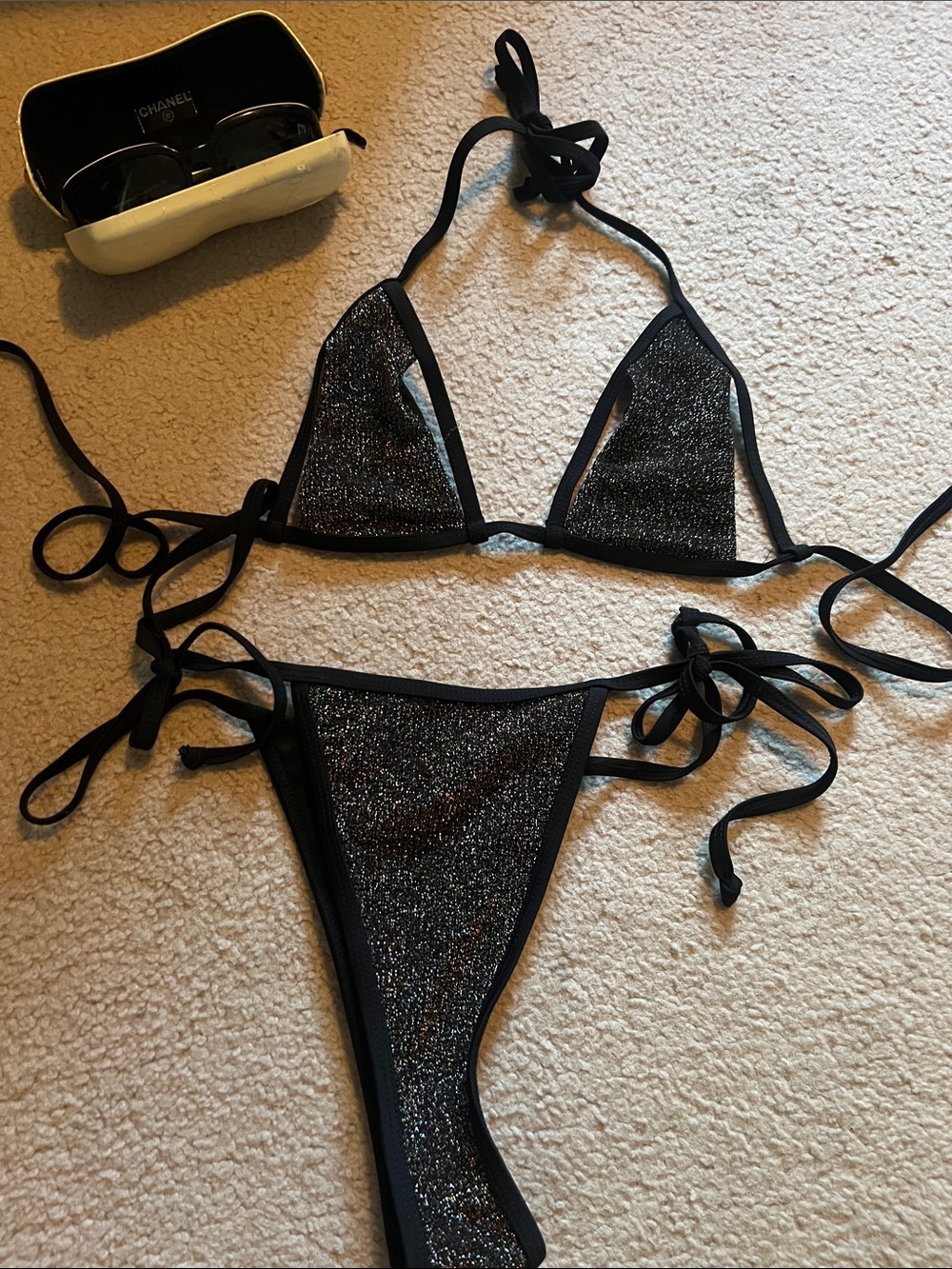 Sparkle Black String Bikini - Brand Unspecified